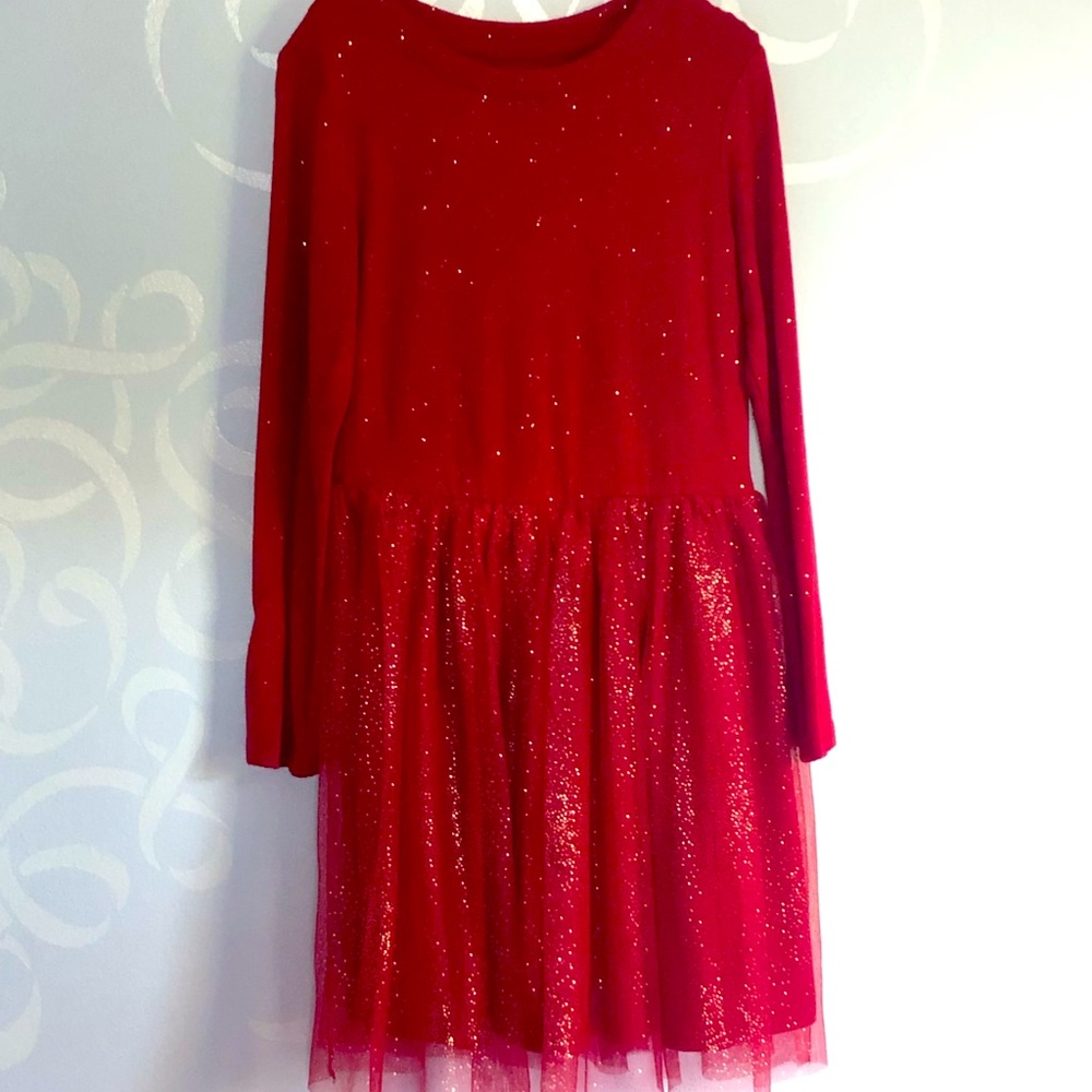 Girls Cat & Jack- Red sparkle sweater tutu dress